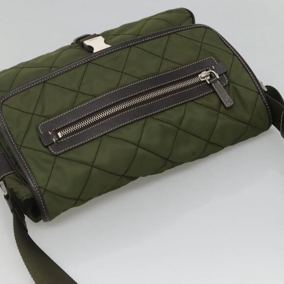 PRADA Shoulder Bag Nylon Khaki Silver - Picture 6 of 13